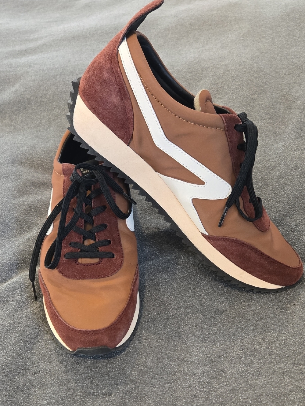 rag & bone Men's Brown and White Retro Runner Sneakers